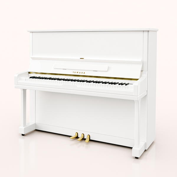 Yamaha U3 Glossy White Upright Piano with Bench