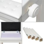 Wooden Height Adjustable Piano Bench - White