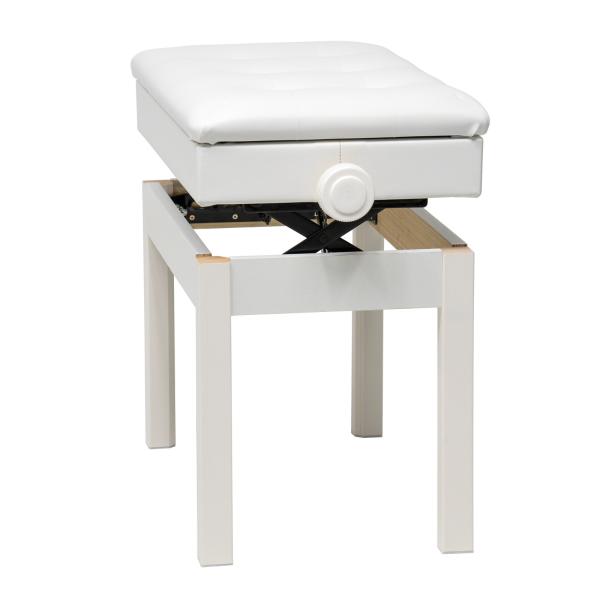 Wooden Height Adjustable Piano Bench - White